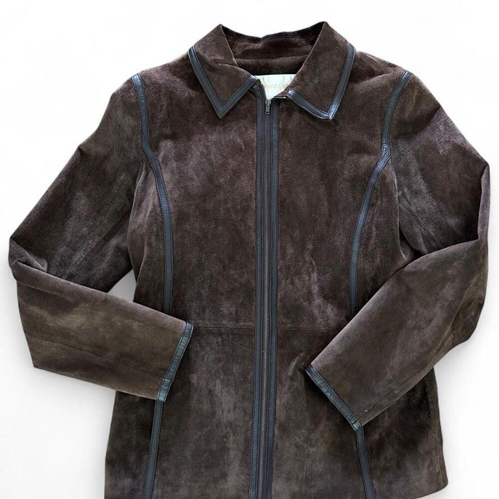 Vintage Margaret Godfrey Brown Suede Leather Jacket - Size 12